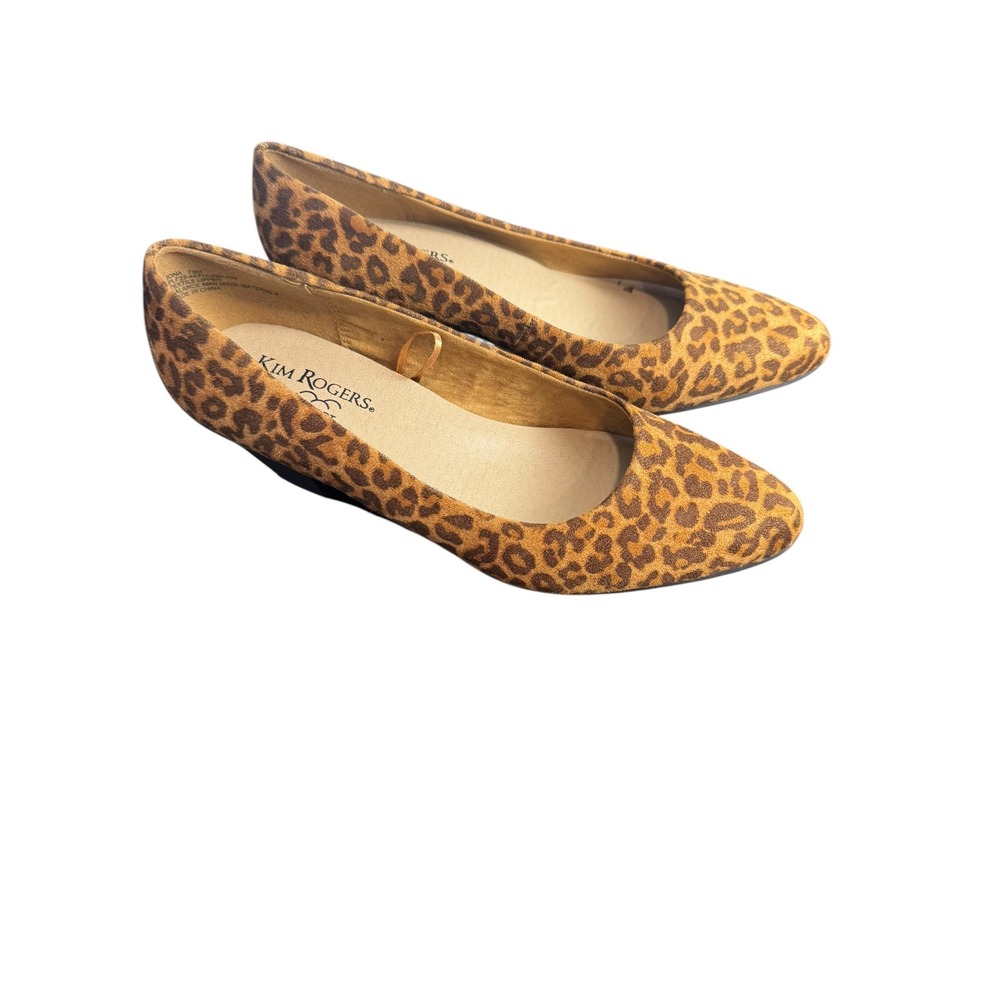 Kim Rogers Iona Leopard Print Block Heel Pumps Brown Tan 7.5M